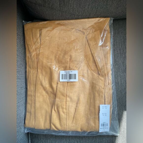 ABERCROMBIE LINEN BLEND APRON JUMPSUIT HONEY YELLOW SIZE XL - Picture 6 of 9